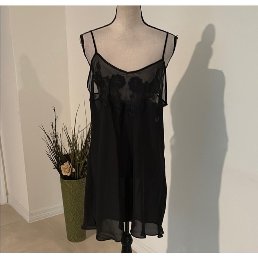 Women's Delicates Intimates Sheer Black Embroidered Lace Lingerie Size Large